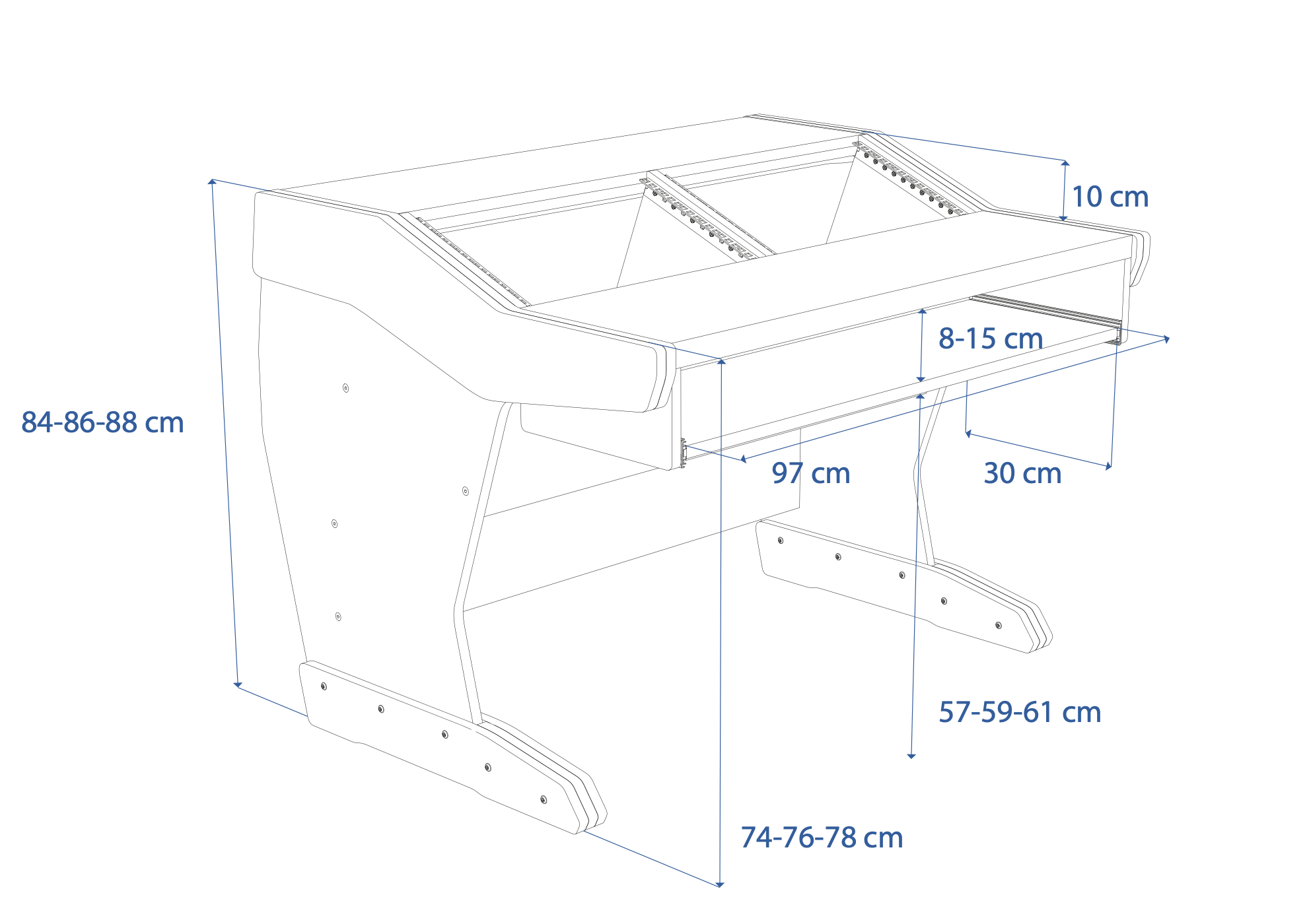 Producer 2 drawing with measurements, perspective