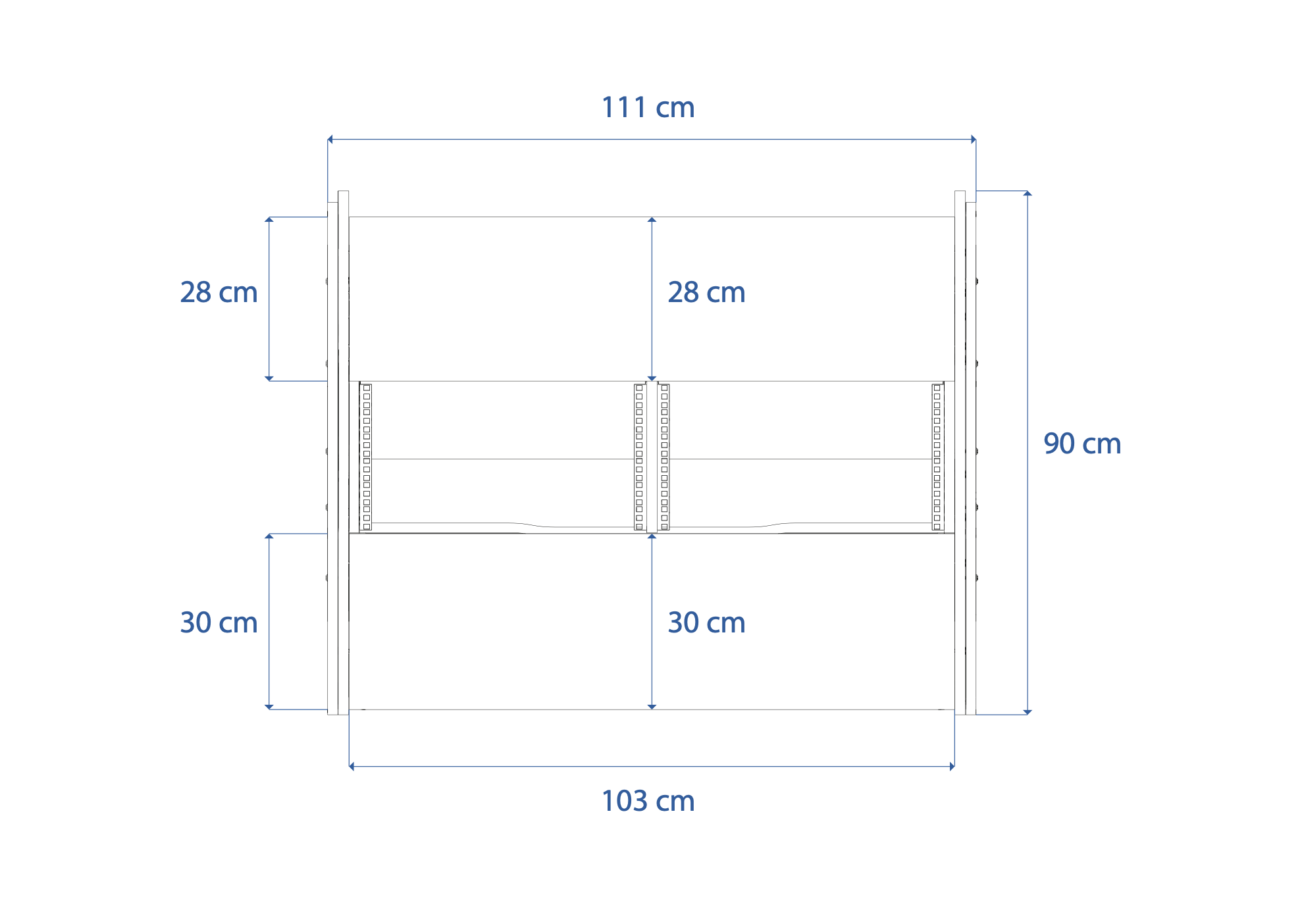 Producer 2 drawing with measurements, from above