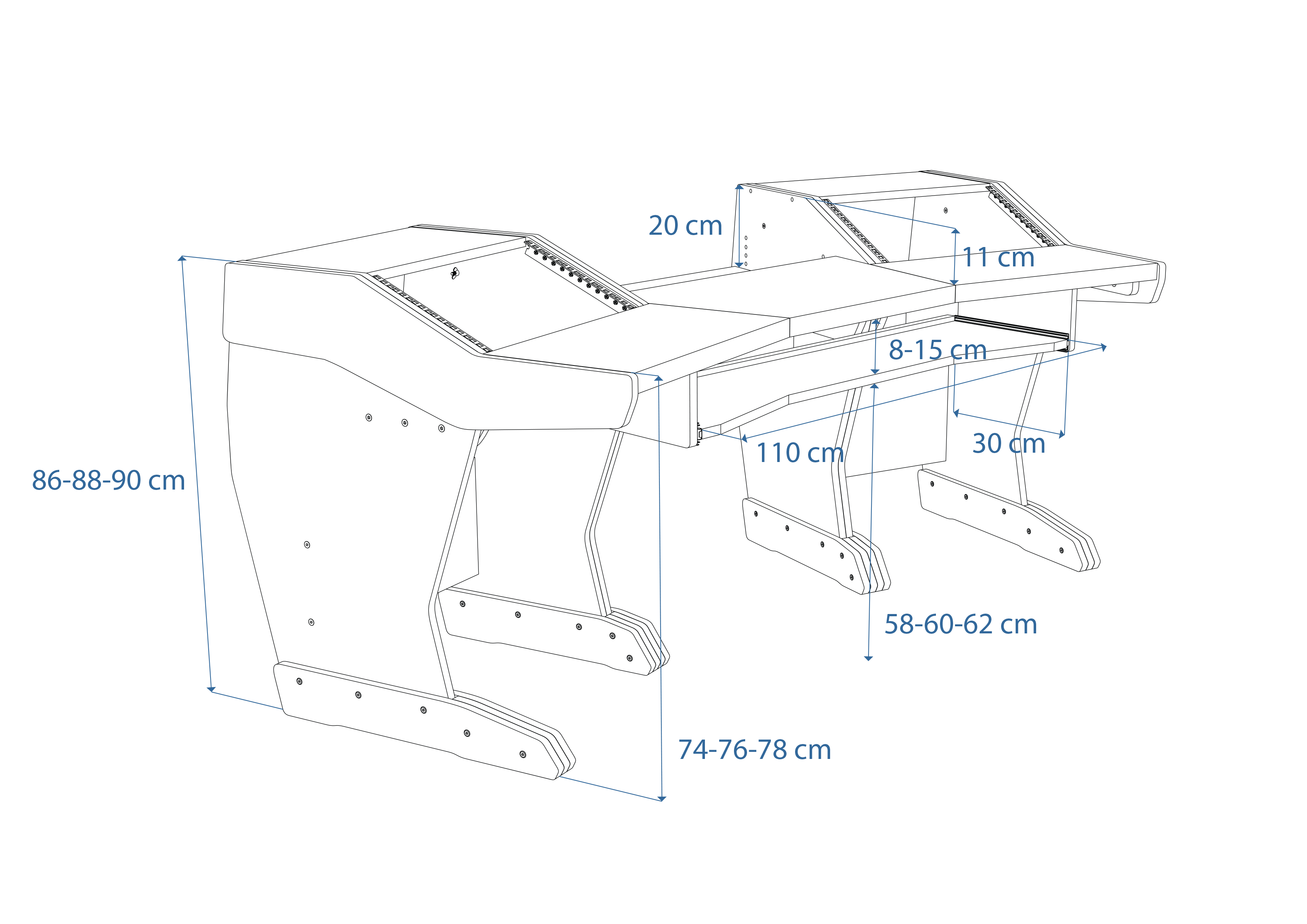 Producer 61 drawing with measurements, perspective