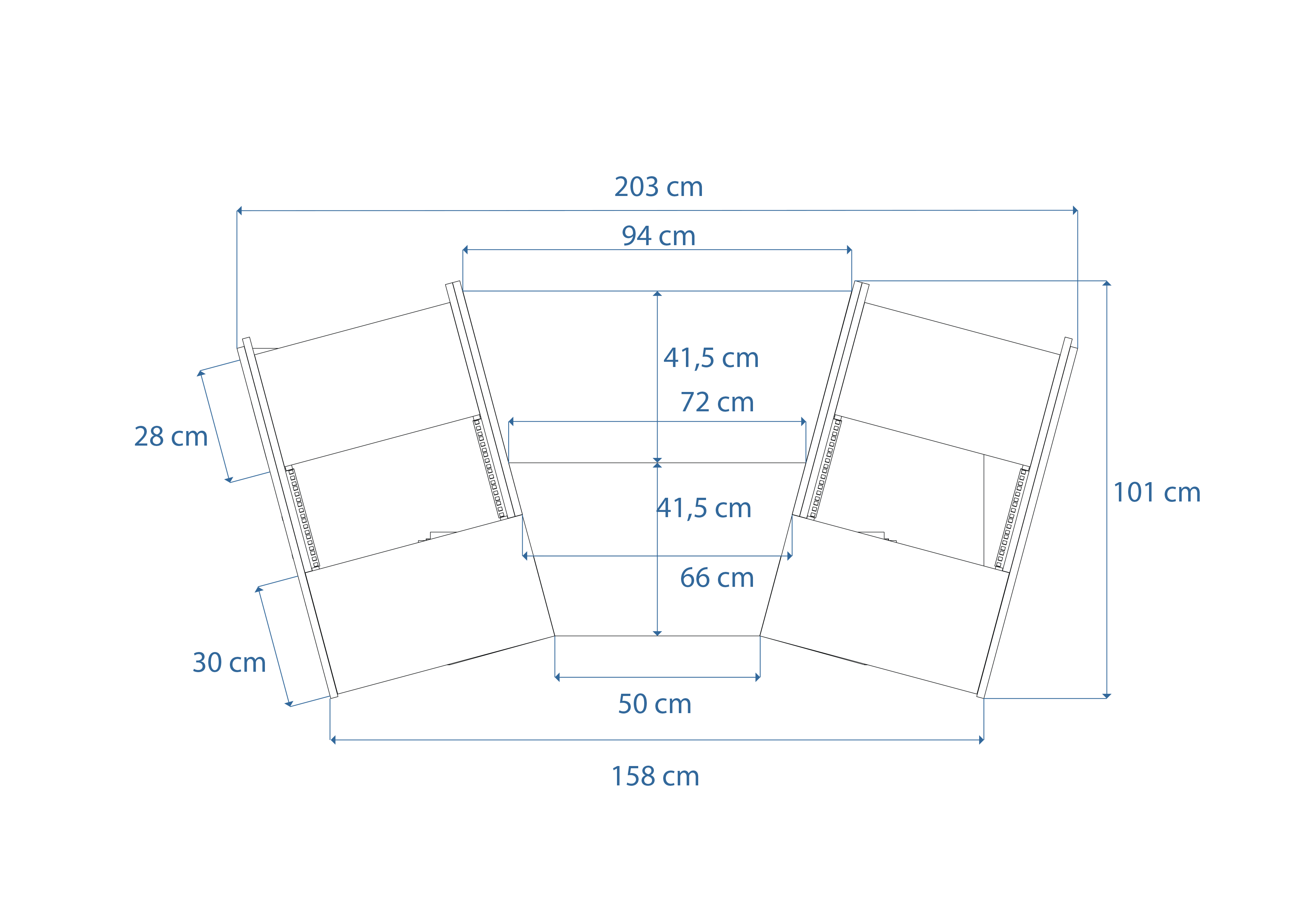 Producer 61 drawing with measurements, from above