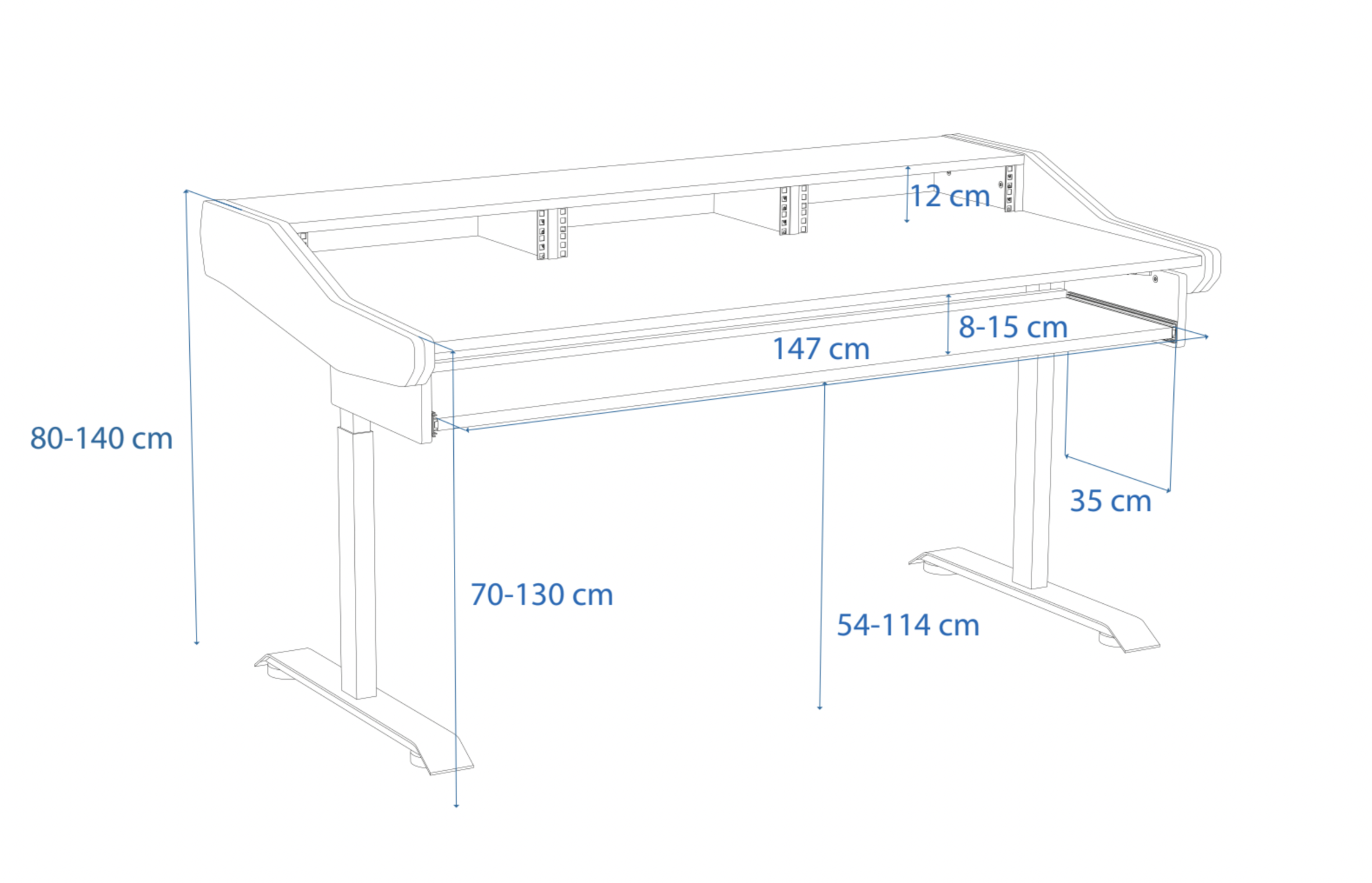 Artist Rise 88 drawing with measurements, perspective