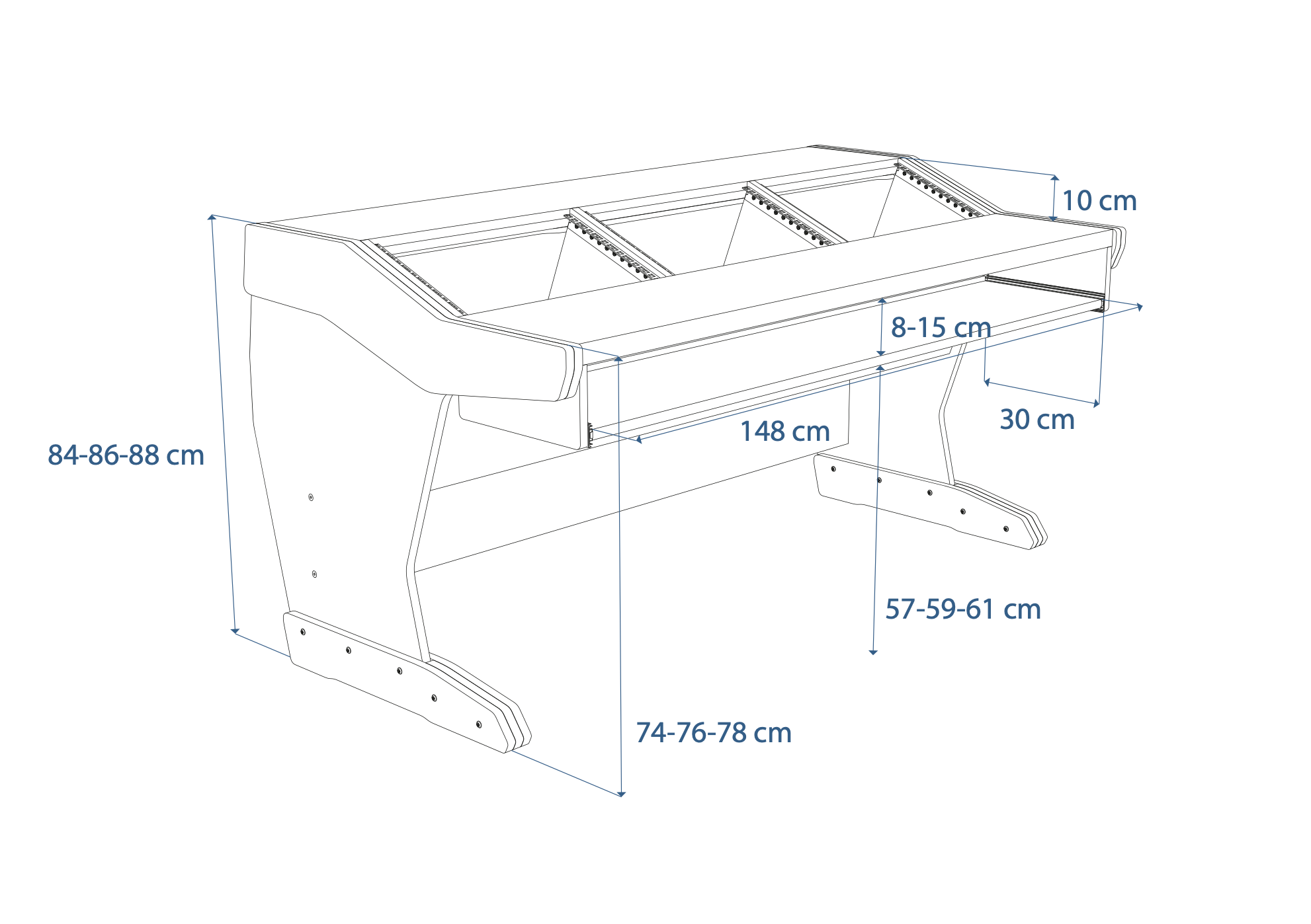 Producer 3 drawing with measurements, perspective