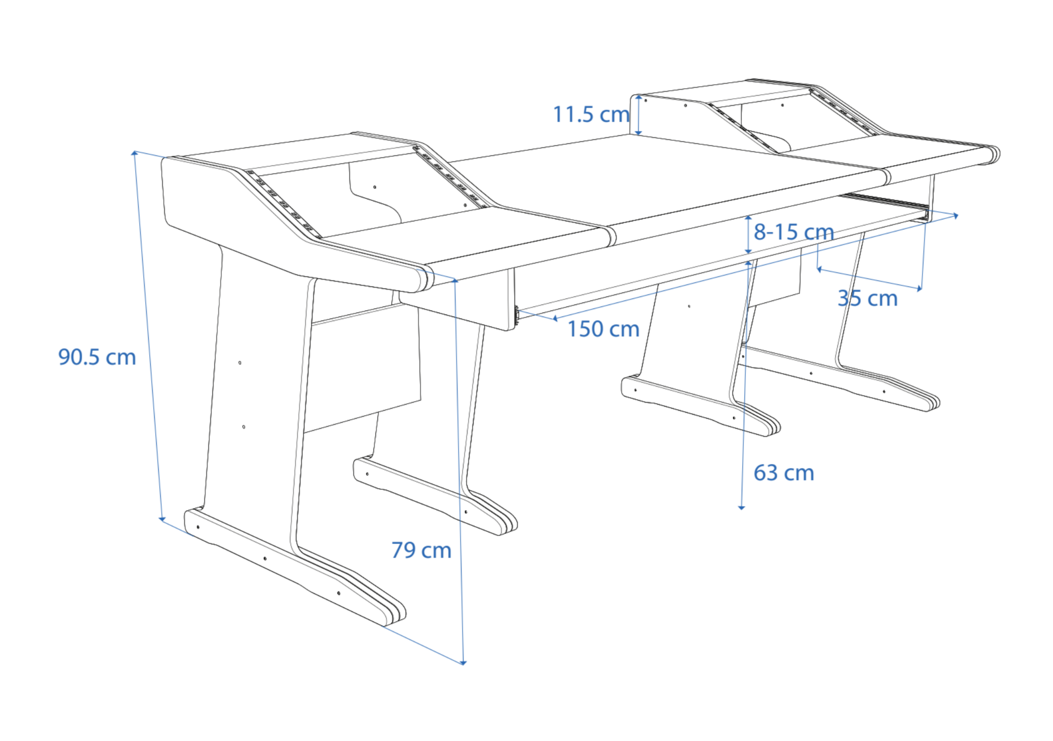Producer Classic 88 drawing with measurements, perspective