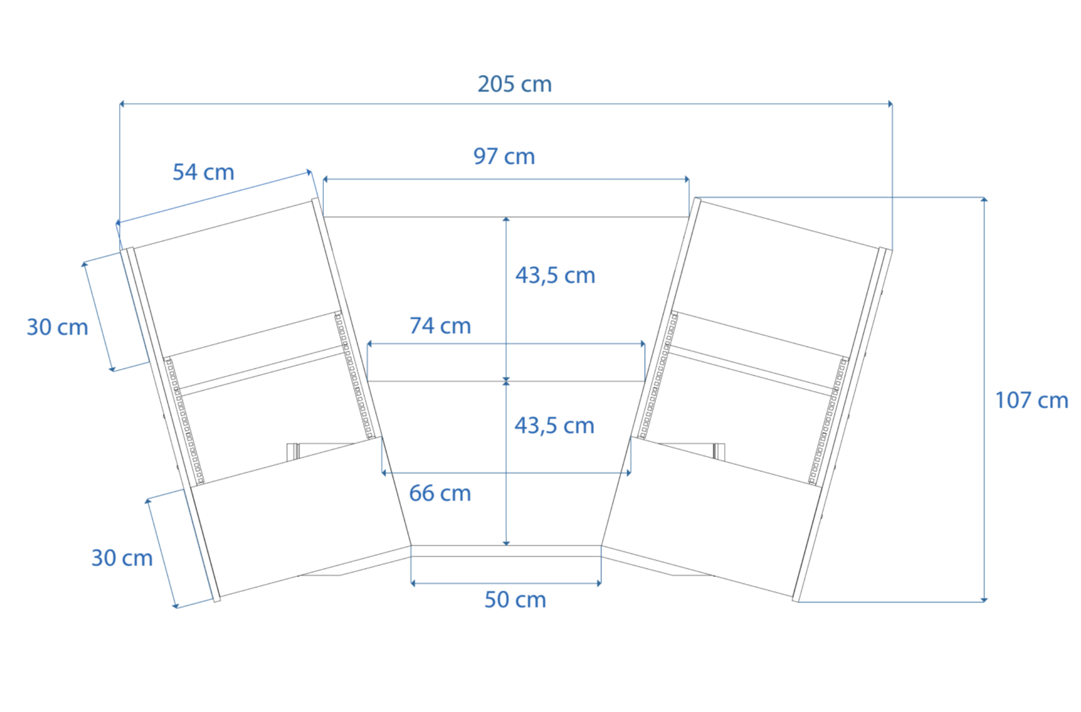 Studio 61 drawing with measurements, from above