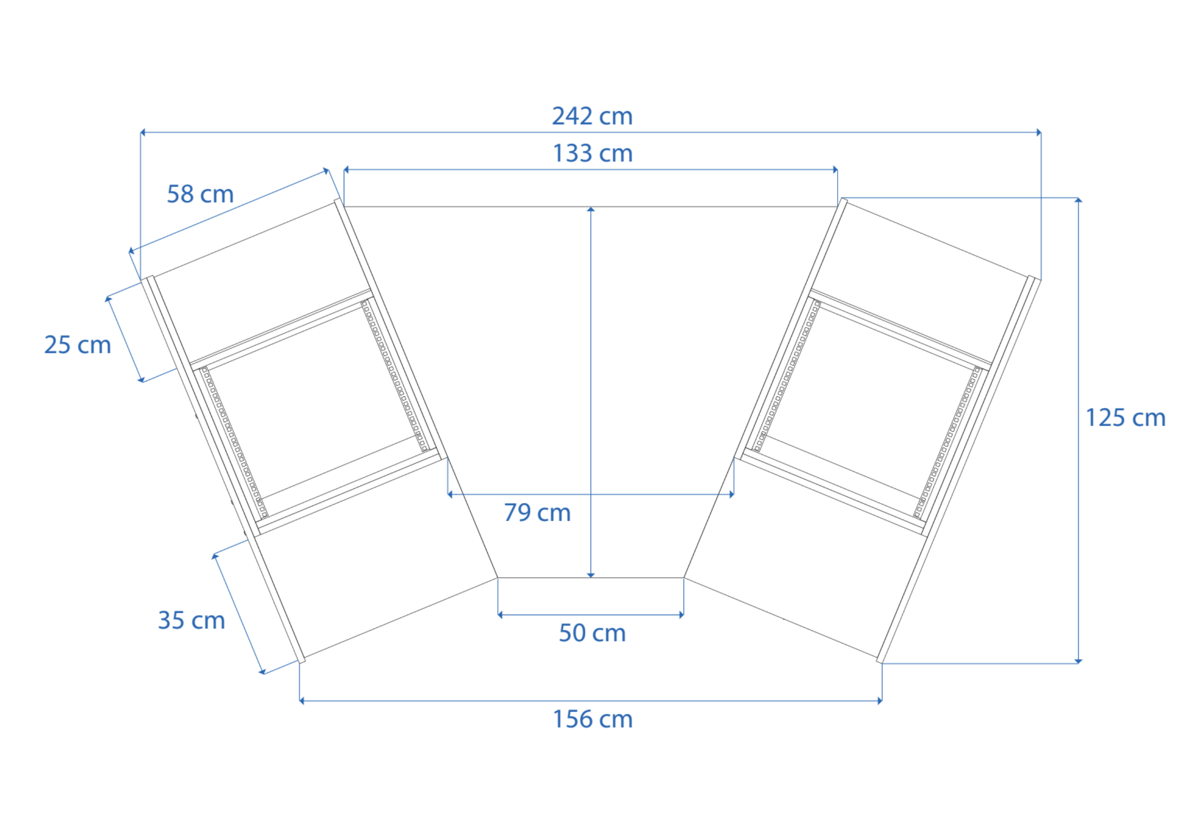 Studio Pro drawing with measurements, from above